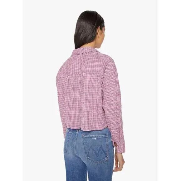 💕XIRENA💕 Dawson Plaid Crop Button Up Shirt ~ Coral Cove Large NWOT - Picture 3 of 16